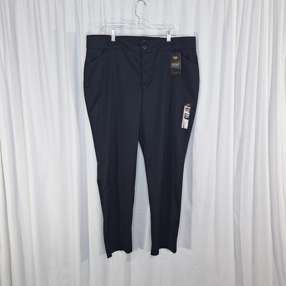 Lee Women 18W Black Pants Wrinkle-Free Straight Leg Dress Casual New Plus Career